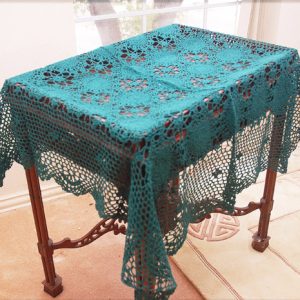 Festive “Every Green”  36″ Square Crochet Table Topper.