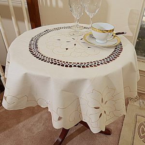 32″round topper. New Imperial Embroidered Table topper.