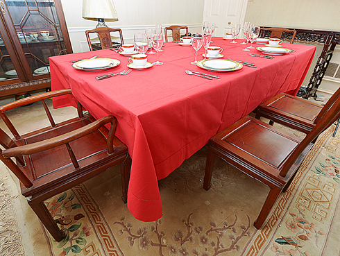 Red Hemstitch tablecloth 72x140 inches